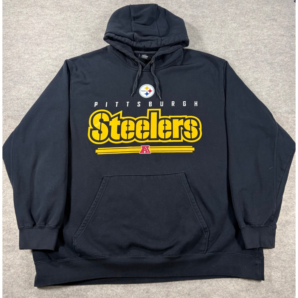 NFL Team Apparel Pittsburgh Steelers Hoodie Mens XL Black Graphic Sweatshirt